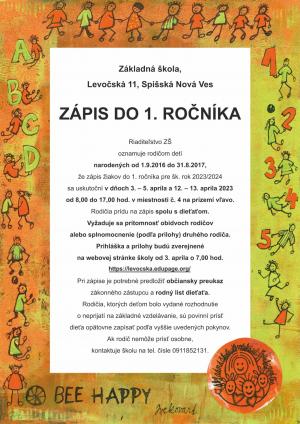 Zápis do 1. ročníka 1